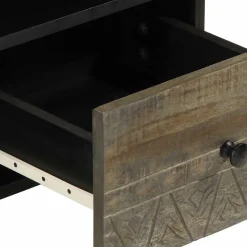 TV-taso musta 100x33x46 cm täysi mangopuu (17810)