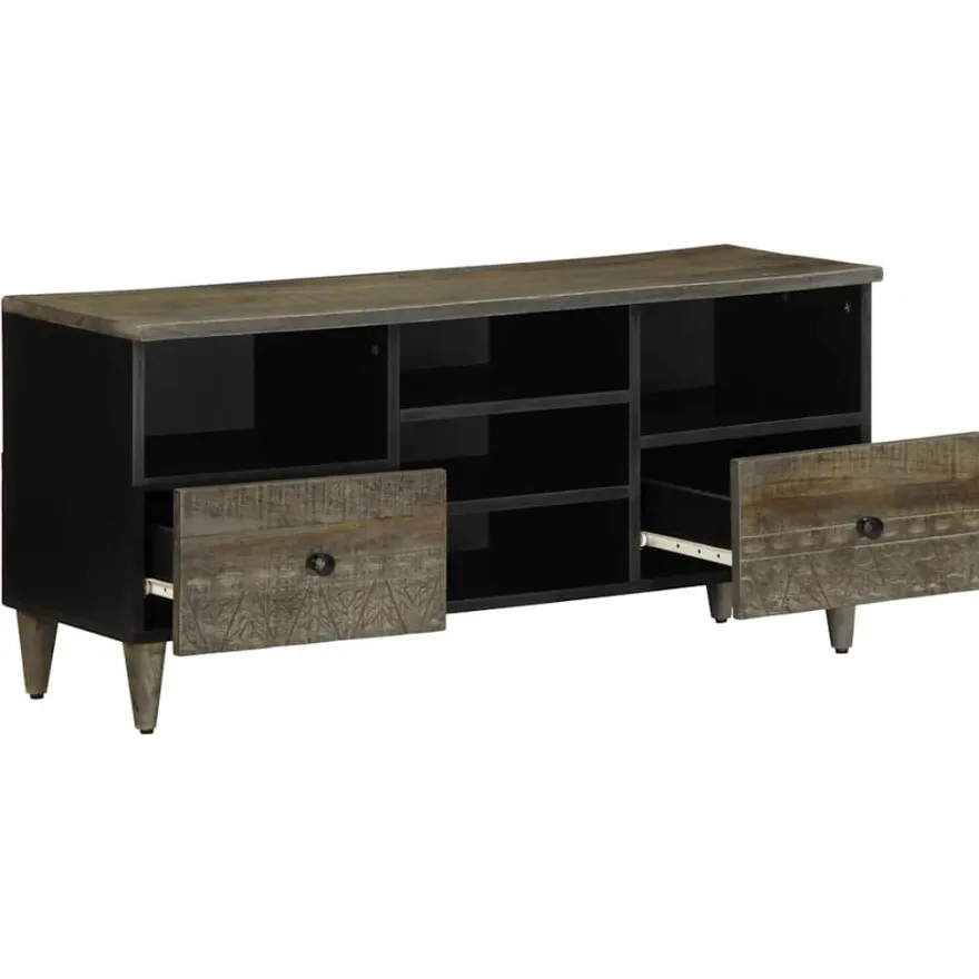 TV-taso musta 100x33x46 cm täysi mangopuu (17810)