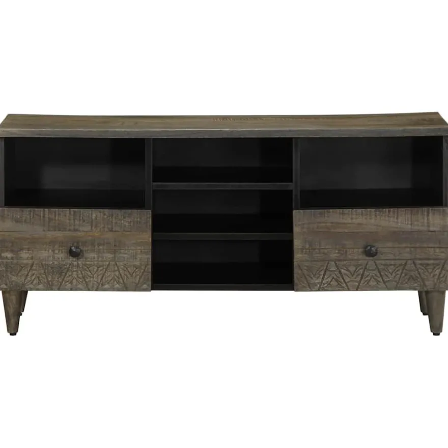TV-taso musta 100x33x46 cm täysi mangopuu (17810)