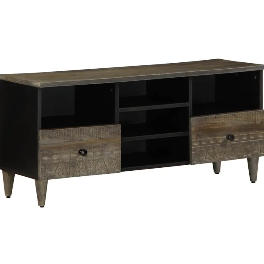 TV-taso musta 100x33x46 cm täysi mangopuu (17810)