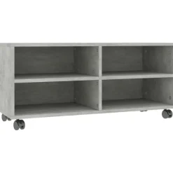 Tv-taso rullapyörillä betoninharmaa 90x35x35 cm lastulevy