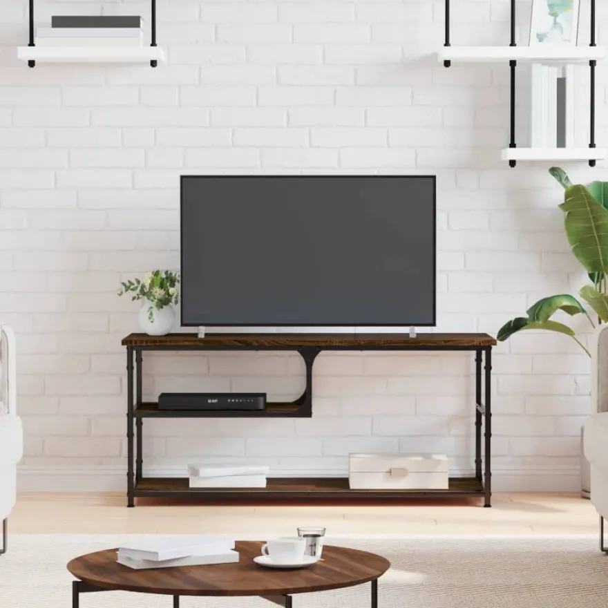 TV-taso teknisestä puusta ja teräksestä, 103x38x46,5 cm, eri värejä (29032)