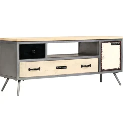 TV-taso täysi mangopuu ja teräs 120x30x45 cm (46282)