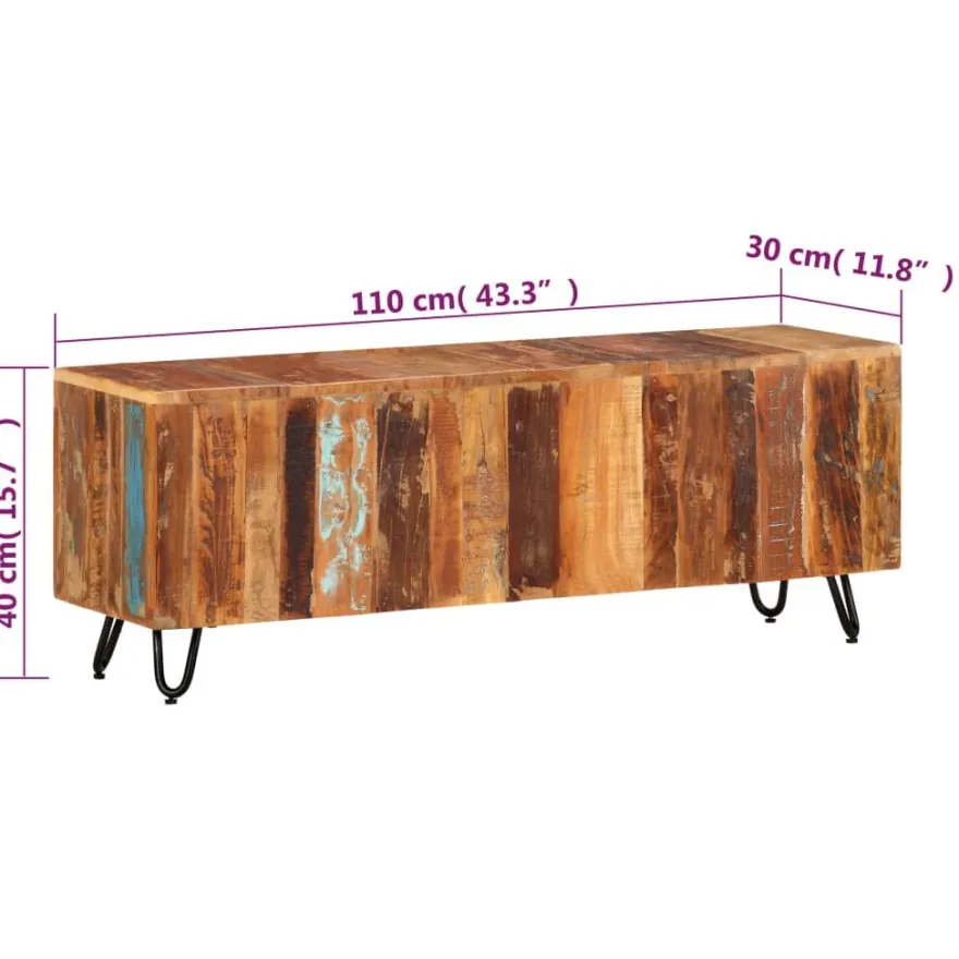 TV-taso 110x30x40 cm kierrätetty täyspuu (37842)