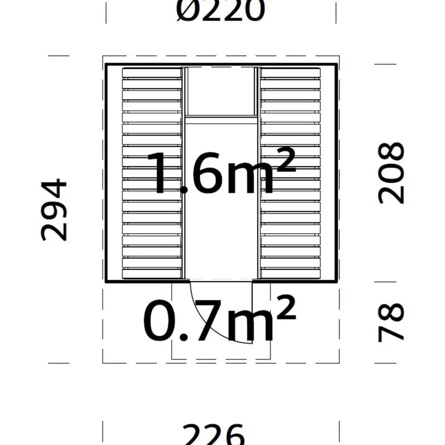 Tynnyrisauna Palmako Anita 1,6+0,7 m²