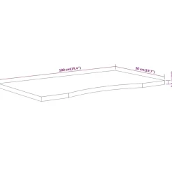 Työpöydän pöytälevy 100x50x2,5 cm suorakaide täysi akasiapuu (70164)