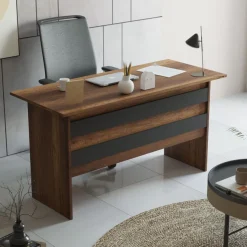 Työpöytäkokonaisuus Linento Furniture VO9, tummanruskea/harmaa