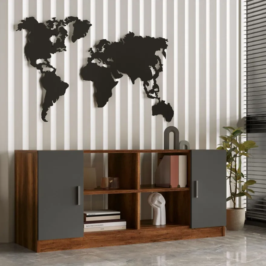 Työpöytäkokonaisuus Linento Furniture VO10, tummanruskea/harmaa
