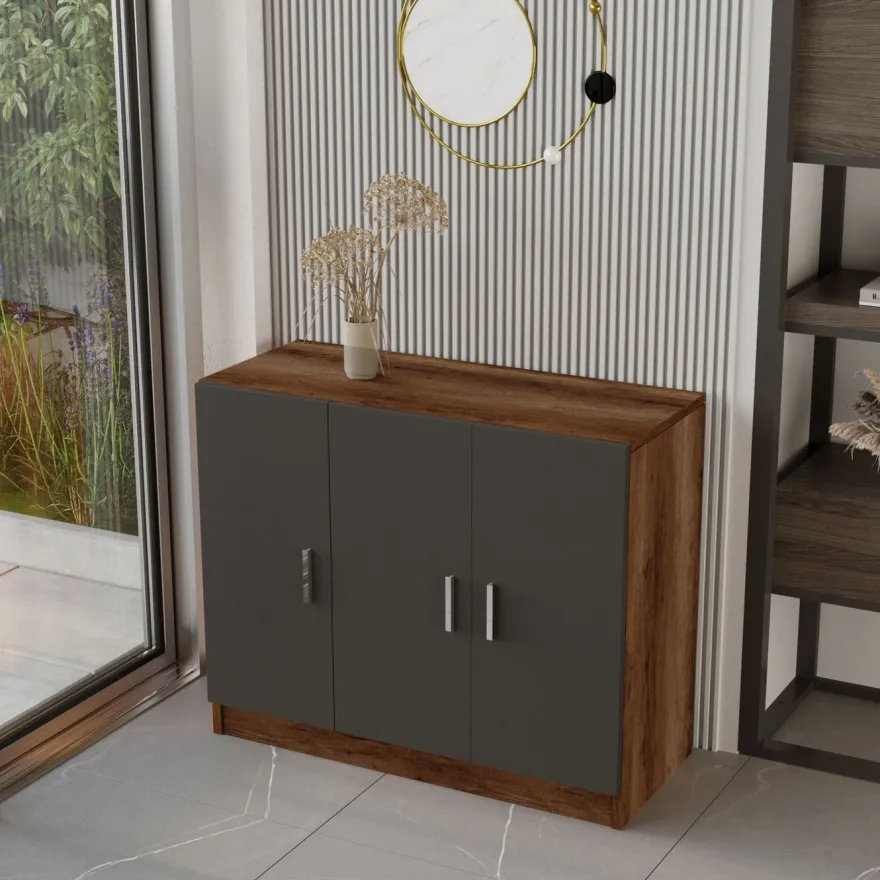 Työpöytäkokonaisuus Linento Furniture VO12, tummanruskea/harmaa