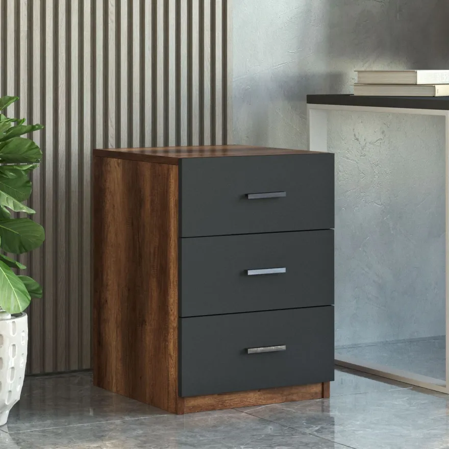 Työpöytäkokonaisuus Linento Furniture VO12, tummanruskea/harmaa