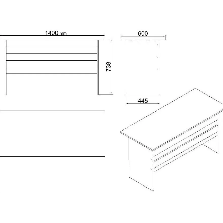 Työpöytäkokonaisuus Linento Furniture VO12, tummanruskea/harmaa