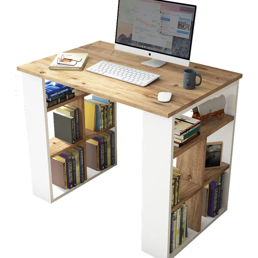 Työpöytä Linento Furniture BR1, ruskea/valkoinen