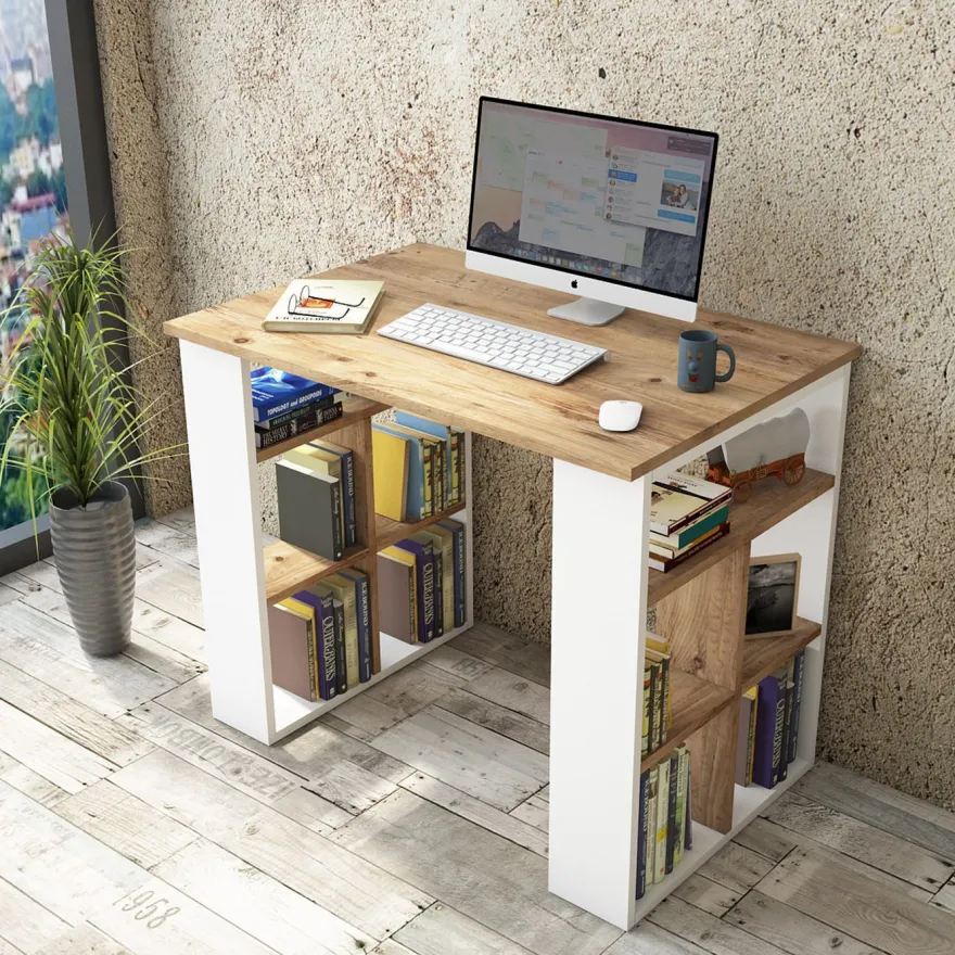 Työpöytä Linento Furniture BR1, ruskea/valkoinen