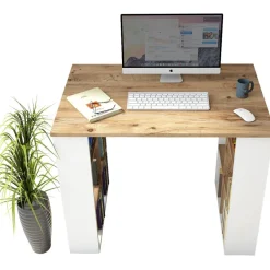 Työpöytä Linento Furniture BR1, ruskea/valkoinen