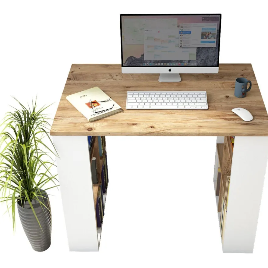 Työpöytä Linento Furniture BR1, ruskea/valkoinen