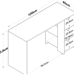 Työpöytä Linento Furniture HA108-2585, 120x45cm, ruskea