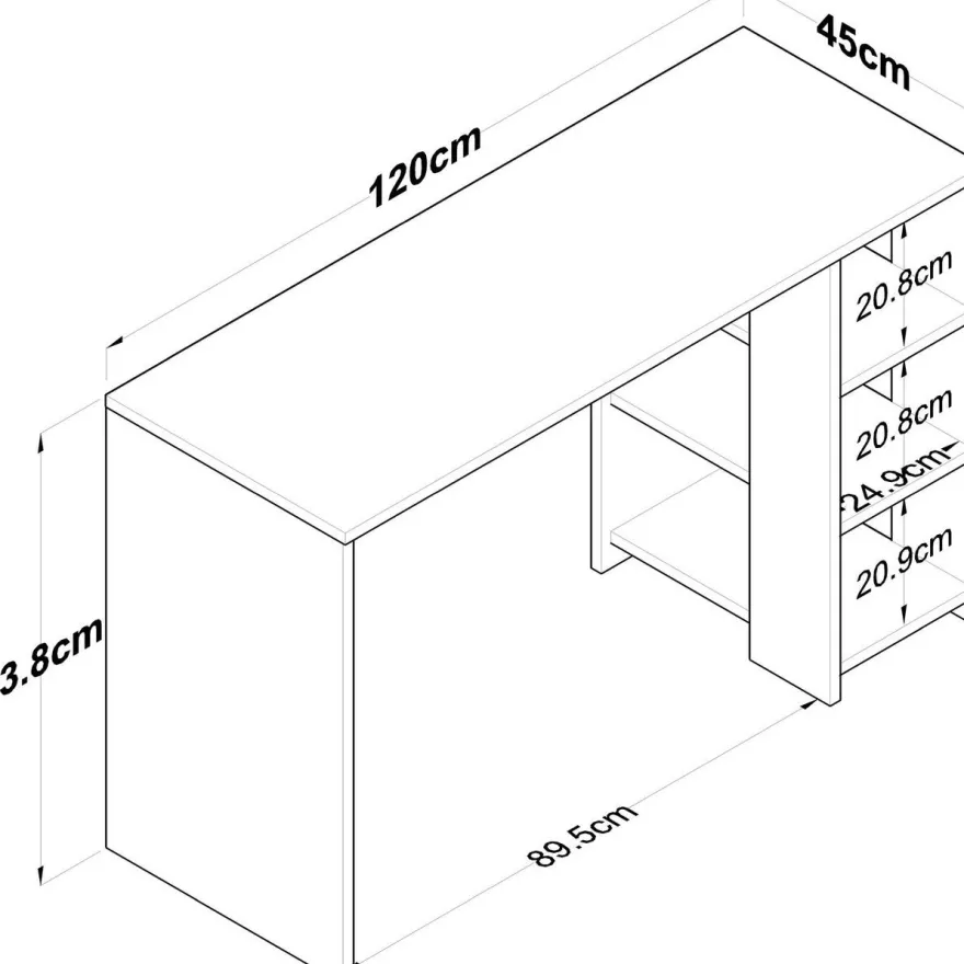 Työpöytä Linento Furniture HA108-2585, 120x45cm, ruskea
