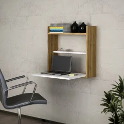 Työpöytä Linento Furniture Laptop, valkoinen/pähkinäpuu
