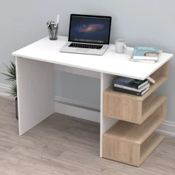 Työpöytä Linento Furniture Lorea, valkoinen/ruskea