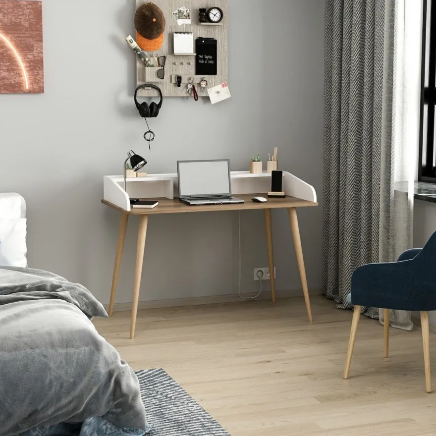 Työpöytä Linento Furniture Mir, ruskea/valkoinen