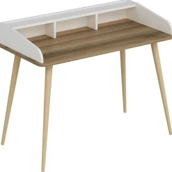 Työpöytä Linento Furniture Mir, ruskea/valkoinen