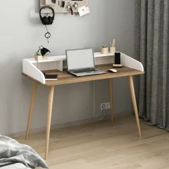 Työpöytä Linento Furniture Mir, ruskea/valkoinen