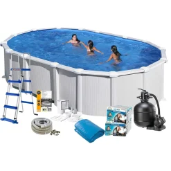 Uima-allaspaketti Swim & Fun Basic 132, 730x375cm, valkoinen