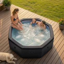 Ulkoporeallas Wave Spa Como, 6 hlöä, 90 suutinta, WiFi, kahdeksankulmainen, koottava, musta