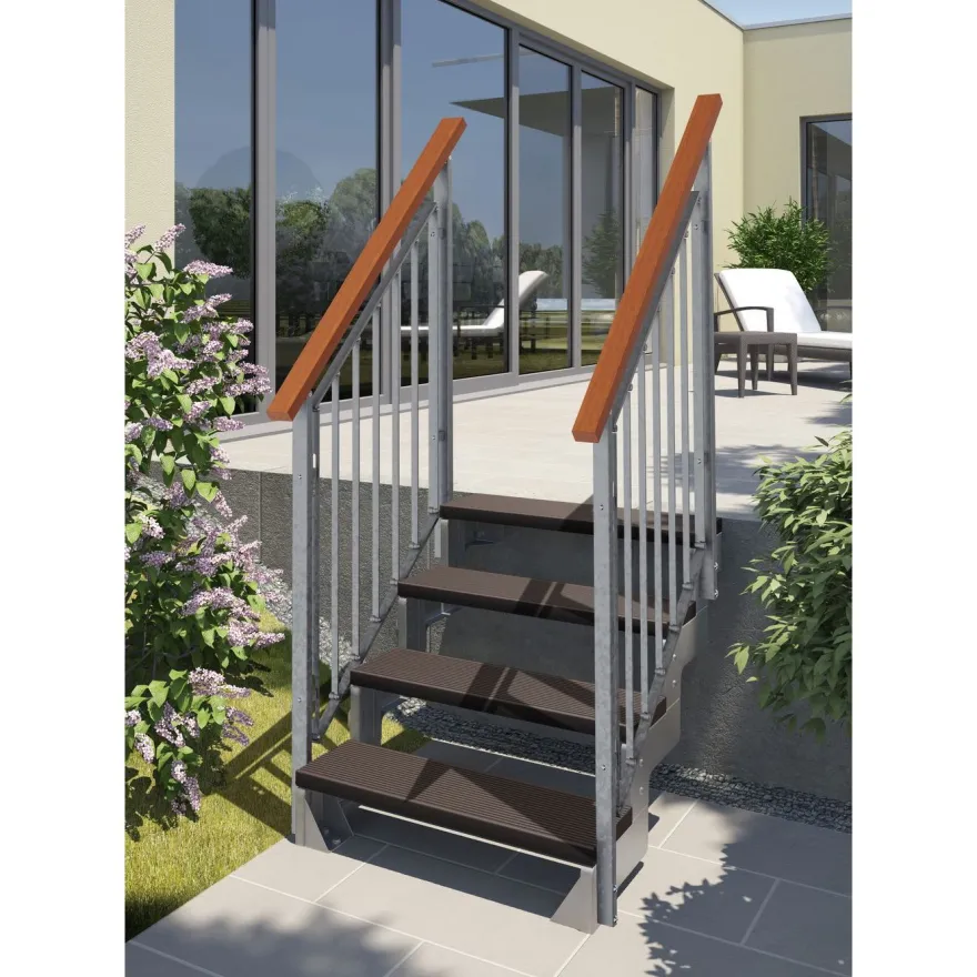 Ulkoportaat Dolle Gardentop Trimax, kahdella Nordic-kaiteella, tummanruskea, eri kokoja