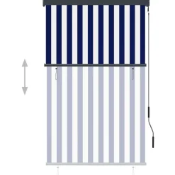 Ulkorullaverho 100x250 cm sininen ja valkoinen