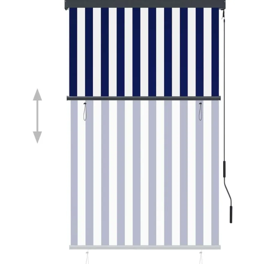 Ulkorullaverho 100x250 cm sininen ja valkoinen