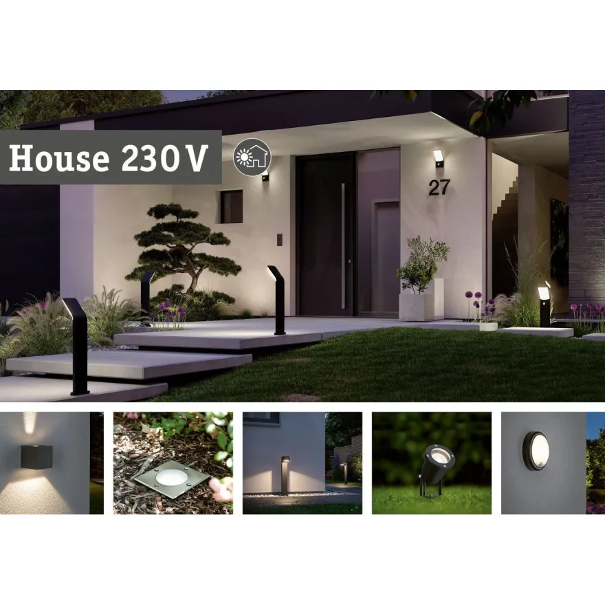 Ulkoseinävalaisin Paulmann Flame, IP44, 6cm, rst