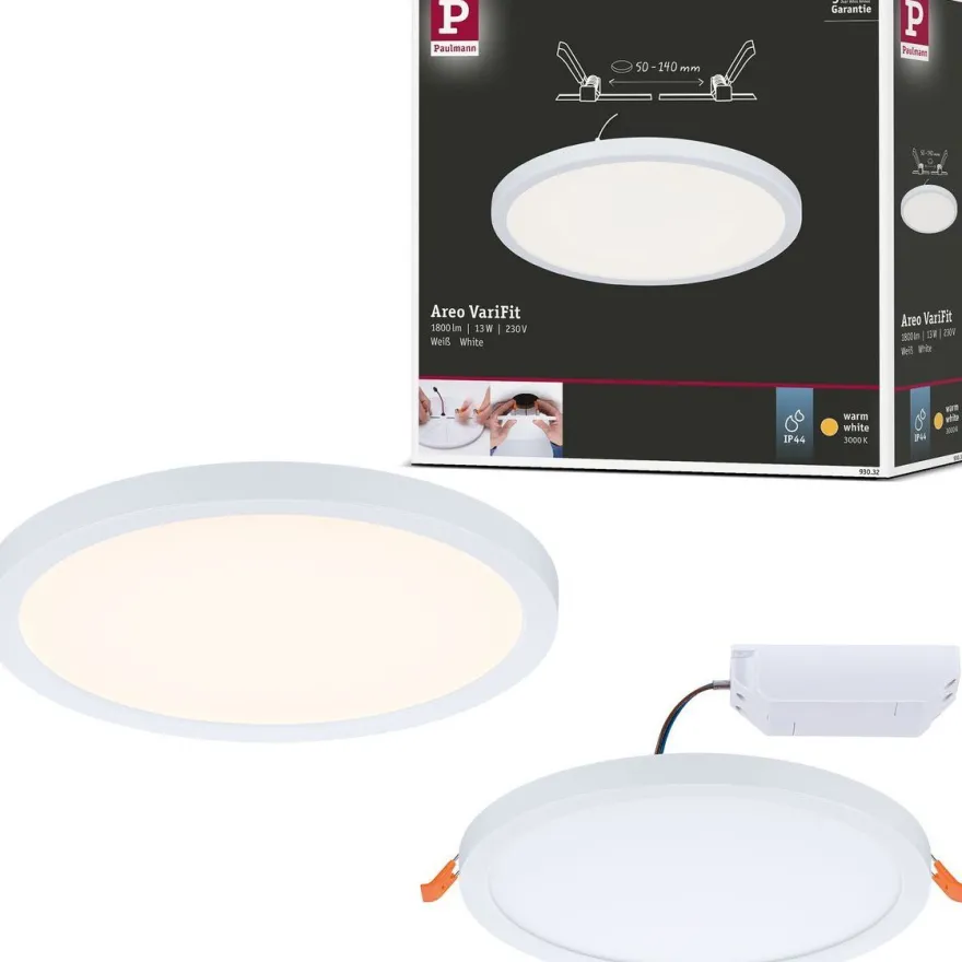 Upotettava LED-paneeli Paulmann VariFit Areo, IP44, Ø17.5cm, 13W, eri vaihtoehtoja