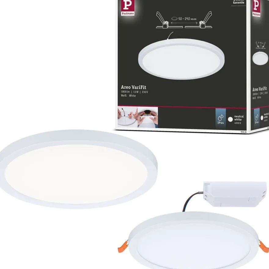 Upotettava LED-paneeli Paulmann VariFit Areo, IP44, Ø17.5cm, 13W, eri vaihtoehtoja