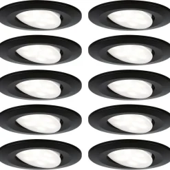 Upotettava LED-valaisin Paulmann Calla, 10kpl, IP65, Ø90mm, 6W, 500lm, 4000K, mattamusta