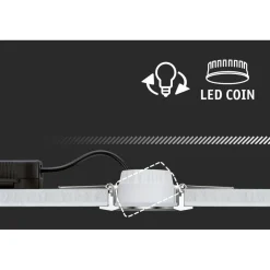 Upotettava LED-valaisin Paulmann Cole Coin, IP44, Ø88mm, 6W, 470lm, 2700K, himmennettävä, eri värejä