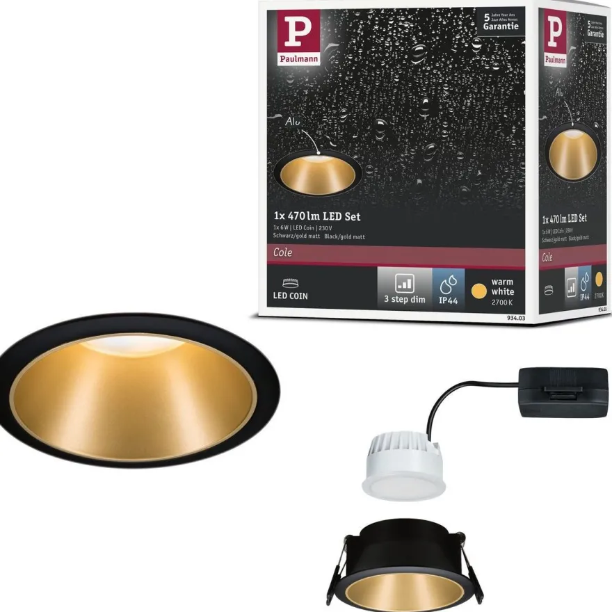 Upotettava LED-valaisin Paulmann Cole Coin, IP44, Ø88mm, 6W, 470lm, 2700K, himmennettävä, eri värejä