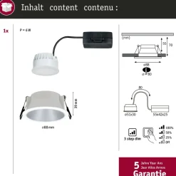 Upotettava LED-valaisin Paulmann Cole Coin, IP44, Ø88mm, 6W, 470lm, 2700K, himmennettävä, eri värejä