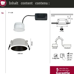 Upotettava LED-valaisin Paulmann Cole Coin, IP44, Ø88mm, 6W, 470lm, 2700K, himmennettävä, eri värejä