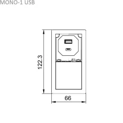 USB-pistorasia Limente MONO-1, eri värejä