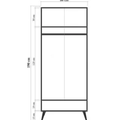 Vaatekaappi Linento Furniture City Triangle, 80cm