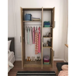 Vaatekaappi Linento Furniture Cupra, 90x177cm, ruskea