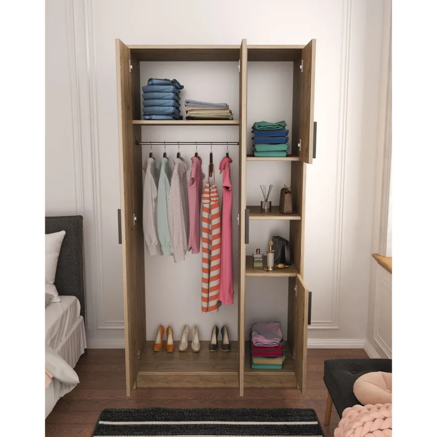 Vaatekaappi Linento Furniture Cupra, 90x177cm, ruskea