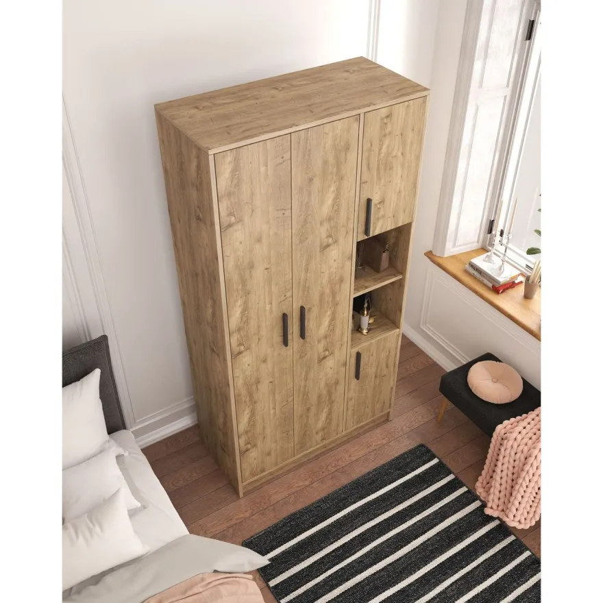 Vaatekaappi Linento Furniture Cupra, 90x177cm, ruskea