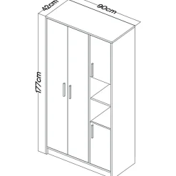 Vaatekaappi Linento Furniture Cupra, 90x177cm, ruskea