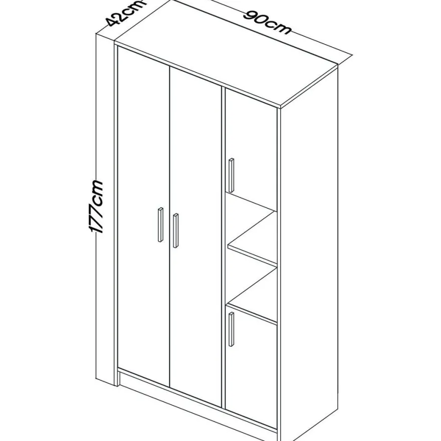 Vaatekaappi Linento Furniture Cupra, 90x177cm, ruskea