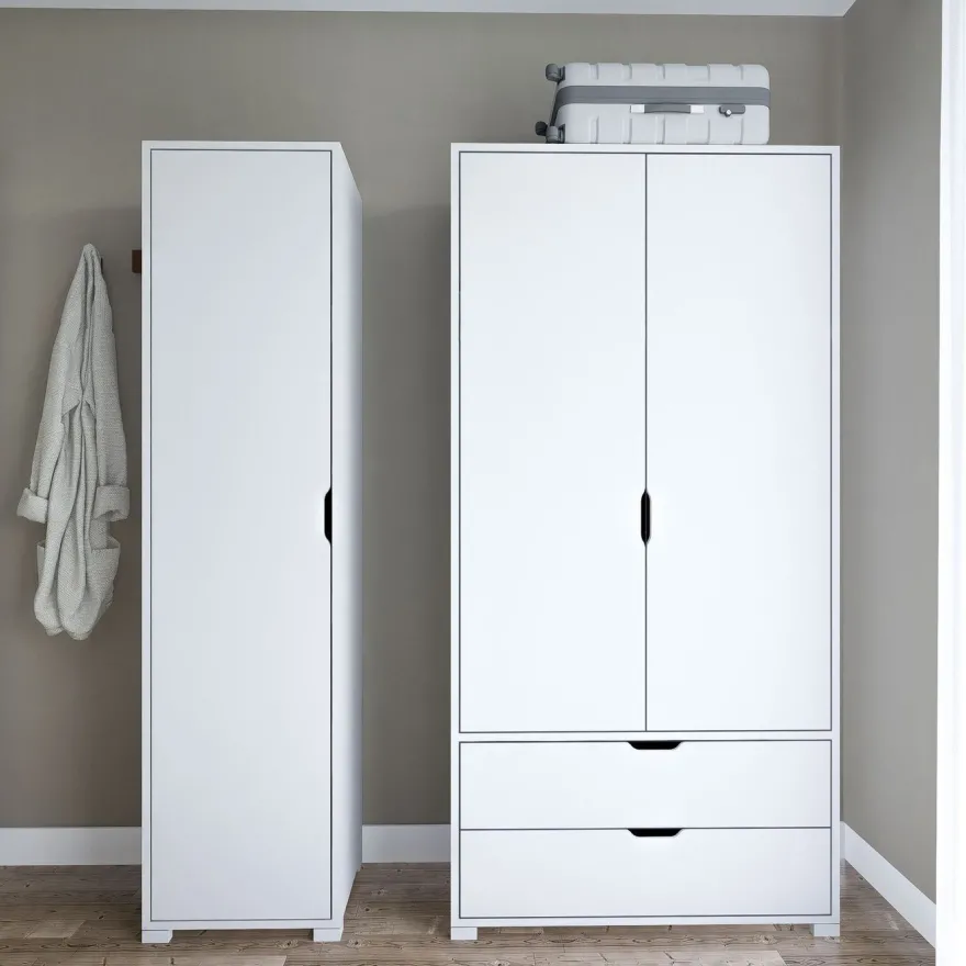Vaatekaappi Linento Furniture Duru, 130x183cm, valkoinen