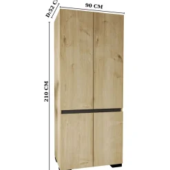Vaatekaappi Linento Furniture Floransa 90, 90x210cm, vaalean ruskea/antrasiitti