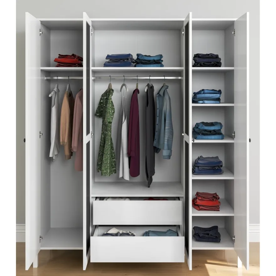 Vaatekaappi Linento Furniture FRN-20018, 180.8x215cm, valkoinen