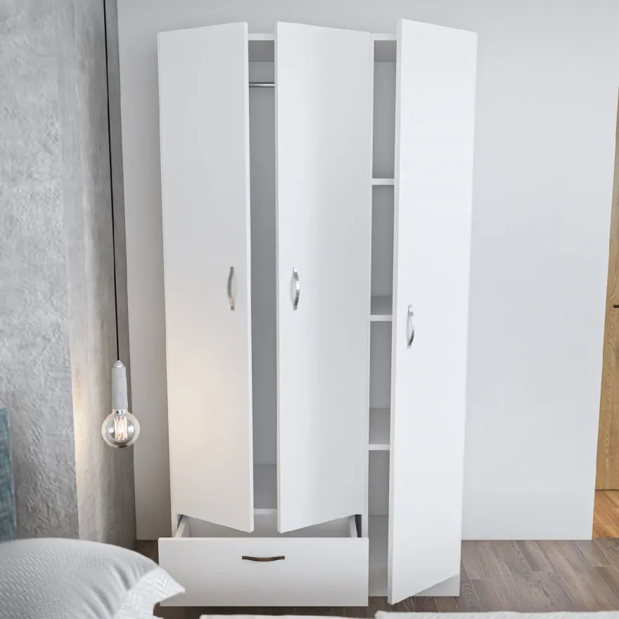 Vaatekaappi Linento Furniture Gabi, 90cm, valkoinen